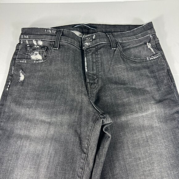J Brand Jeans Women 31x26 Sadey Slim Straight Crop Black Distressed Denim Tag 28 - Picture 2 of 16